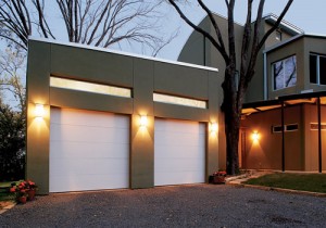 garage doors on a modern home.